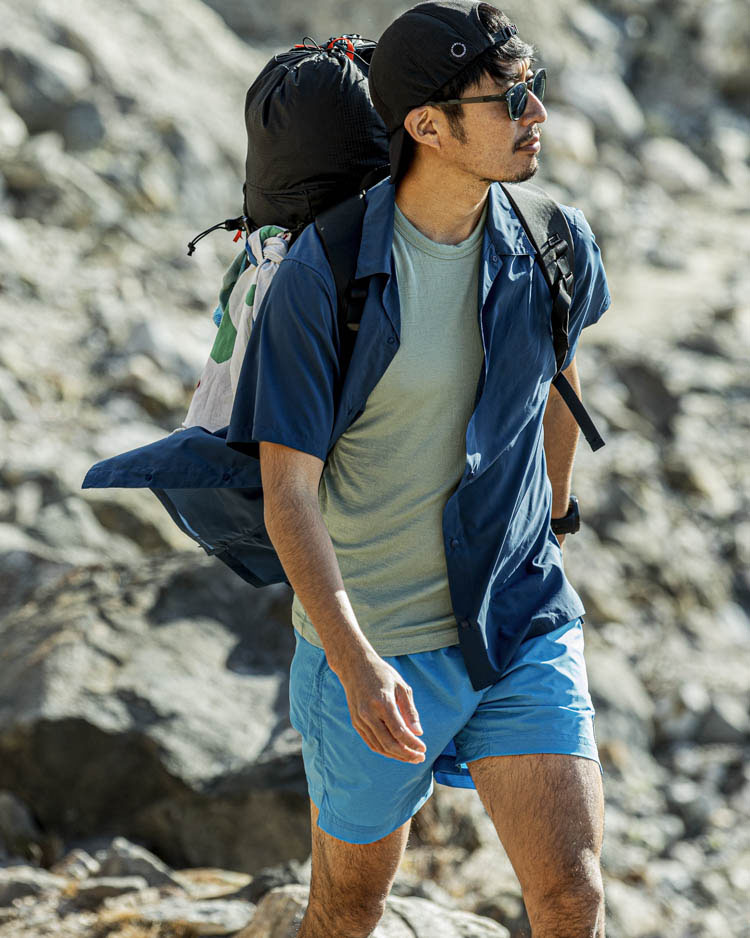 新品未使用 山と道 Mサイズ Bamboo Short Sleeve Shirt Indigo