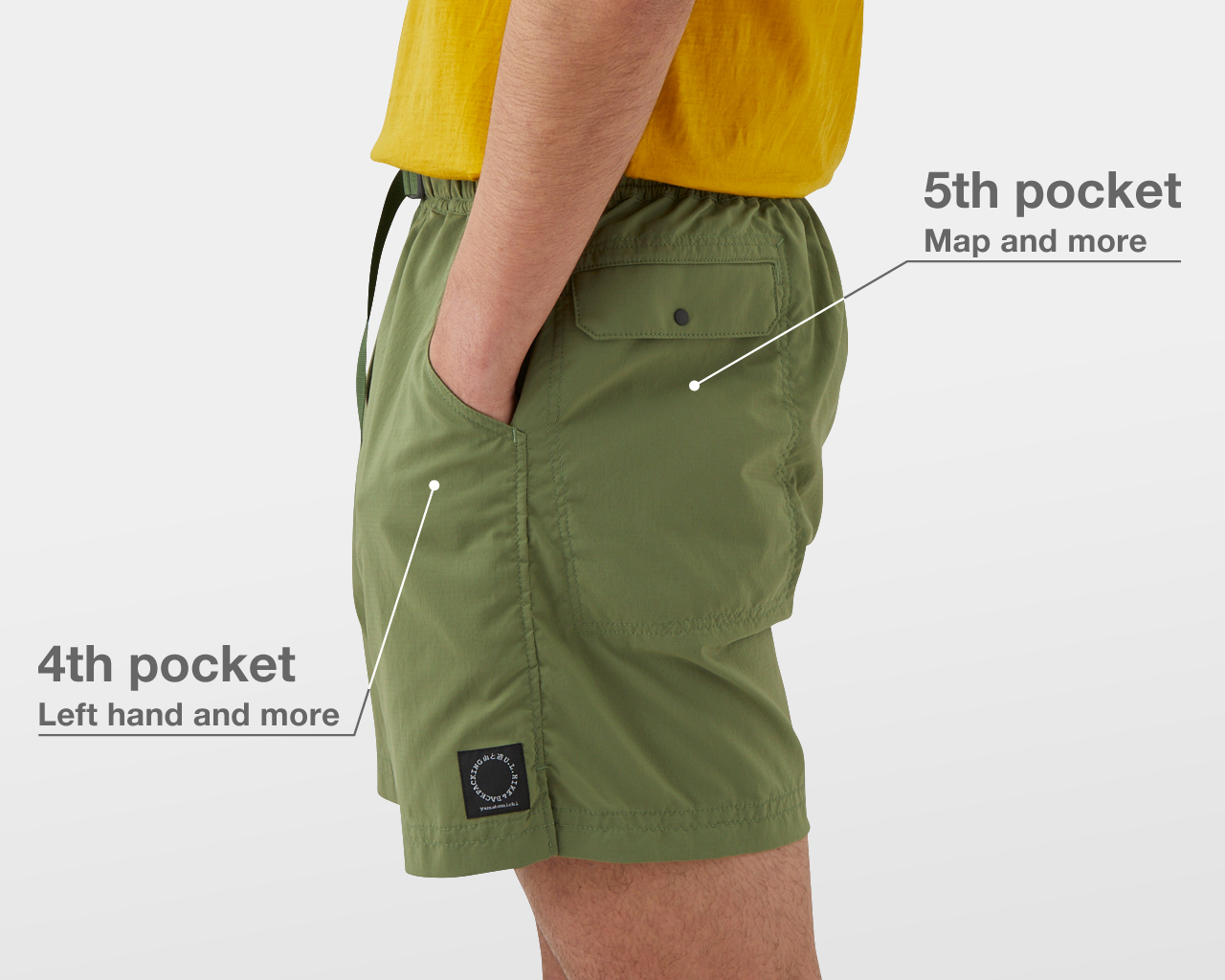 山と道5 Pocket Shorts Long MEN S Olive - ショートパンツ